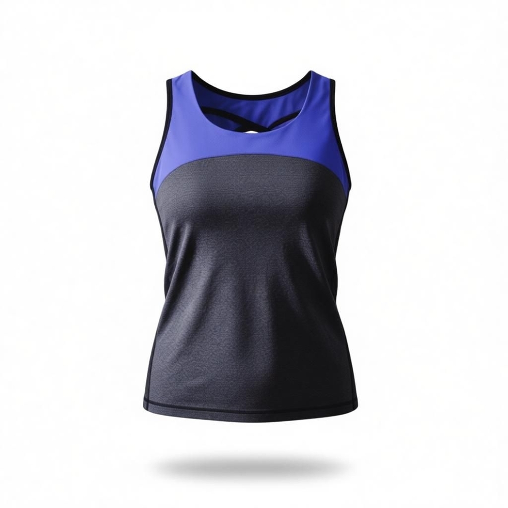 Attivo Active Wear Purple and Heather Grey Tank Top with Bra lining Size L